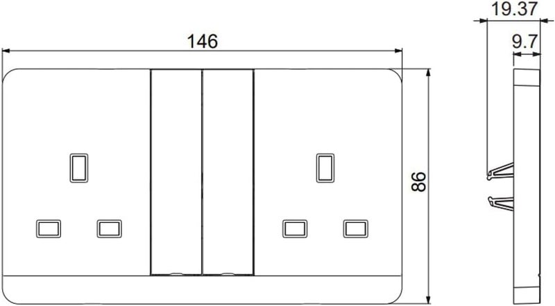 Schneider Electric AvatarOn Gold Hairline Double Switched Socket - Image 3